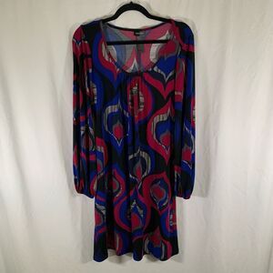 Bisou Bisou Knee Length Dress Women's 4 Red Long Sleeve
